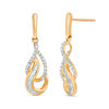 Thumbnail Image 1 of 1/3 CT. T.W. Baguette and Round Diamond Double Teardrop Earrings in 10K Gold