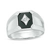 Thumbnail Image 1 of Men's Octagon Onyx and Diamond Accent Vintage-Style Signet Ring in 10K White Gold