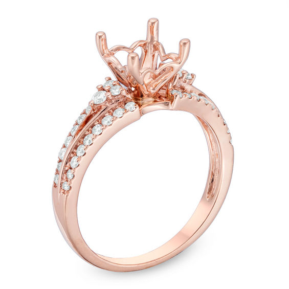 3/8 CT. T.w. Diamond Tri-Sides Semi-Mount in 14K Rose Gold