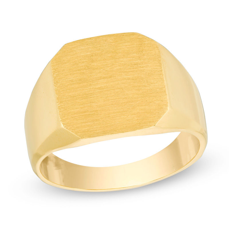 Men's Satin Signet Ring in 10K Gold