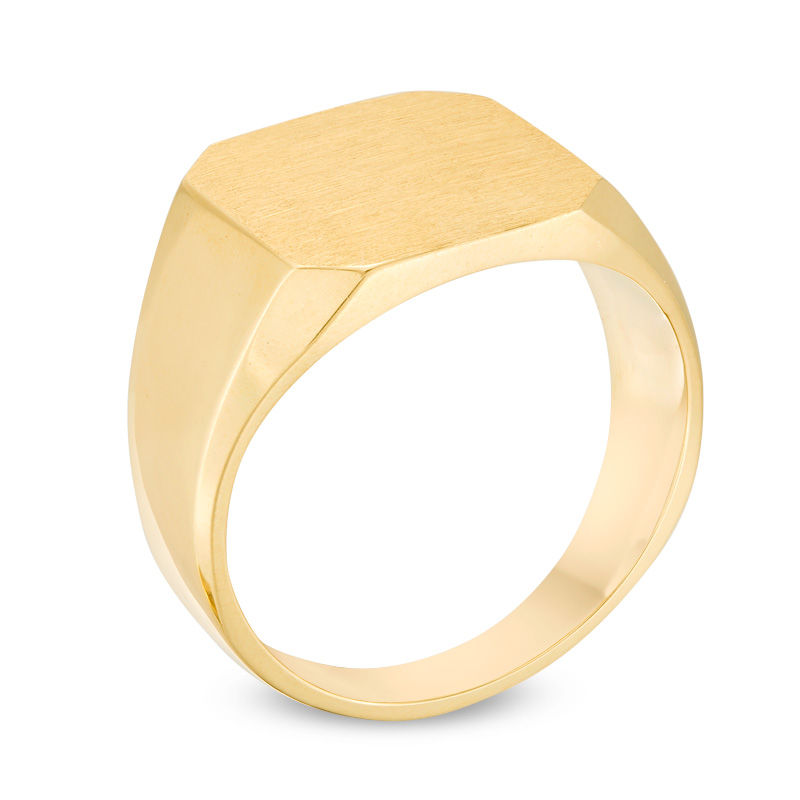 Men's Satin Signet Ring in 10K Gold