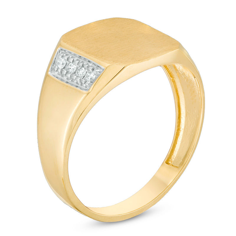 Main Image 2 of Men's 1/8 CT. T.W. Diamond Signet Ring in 10K Gold