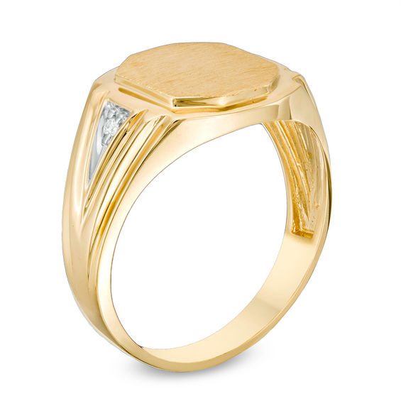 Diamond Accent Signet Ring in 10K Gold