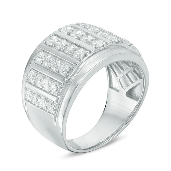 Men's 2 CT. T.w. Diamond Multi-Row Ring in 10K White Gold