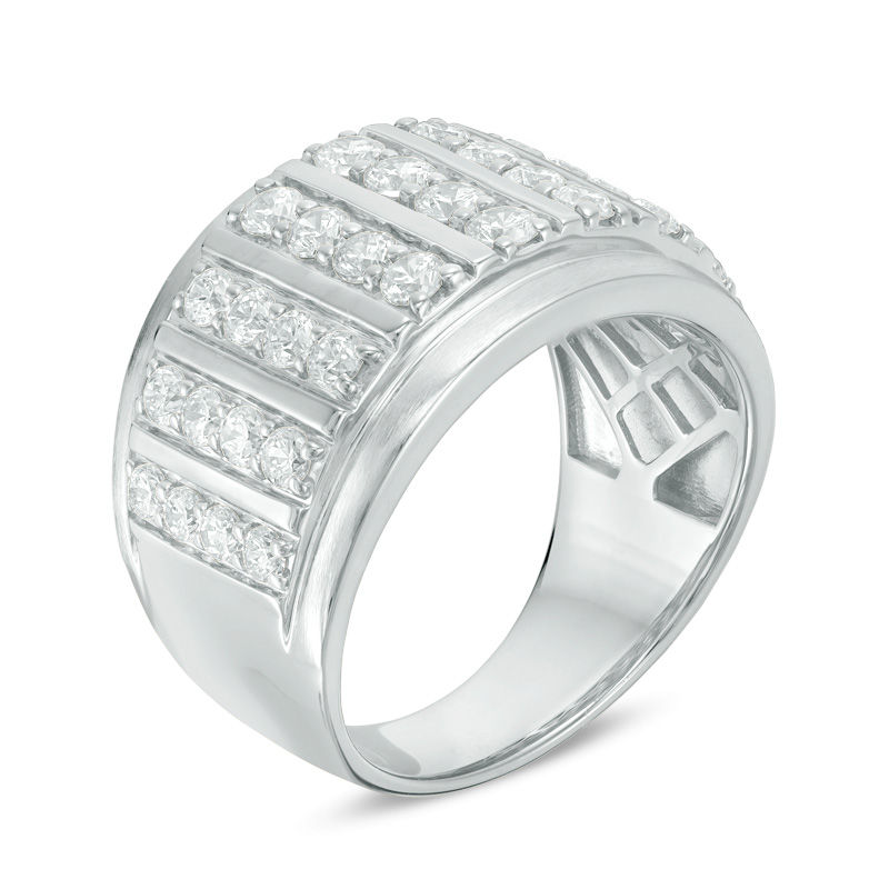 Men's 2 CT. T.W. Diamond Multi-Row Ring in 10K White Gold