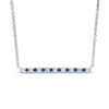 Thumbnail Image 1 of Vera Wang Love Collection Blue Sapphire and 1/15 CT. T.W. Diamond Alternating Bar Necklace in Sterling Silver - 19"