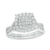 Thumbnail Image 1 of 1/4 CT. T.W. Composite Diamond Cushion Frame Twist Bridal Set in Sterling Silver