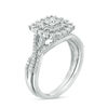 Thumbnail Image 2 of 1/4 CT. T.W. Composite Diamond Cushion Frame Twist Bridal Set in Sterling Silver