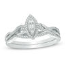 Thumbnail Image 0 of 1/8 CT. T.W. Composite Diamond Marquise Frame Twist Bridal Set in Sterling Silver