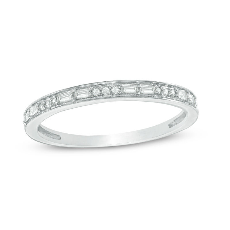 Round And Baguette Diamond Wedding Band - Wedding