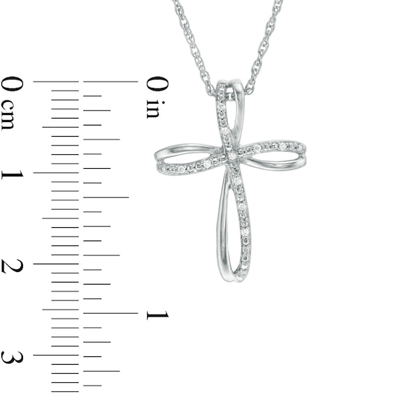 Diamond Accent Loop Cross Pendant in Sterling Silver