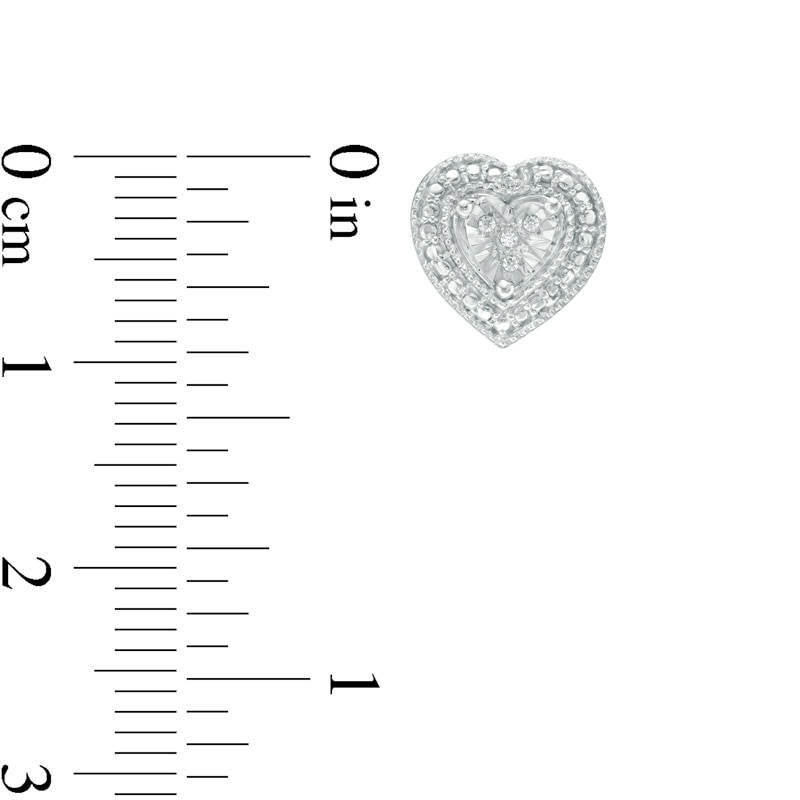 Main Image 2 of Diamond Accent Heart Frame Stud Earrings in Sterling Silver