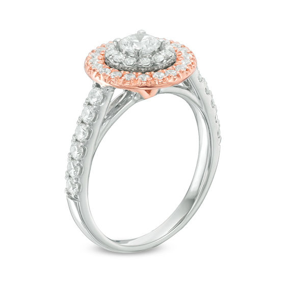1 CT. T.w. Diamond Double Frame Engagement Ring in 10K Two-Tone Gold