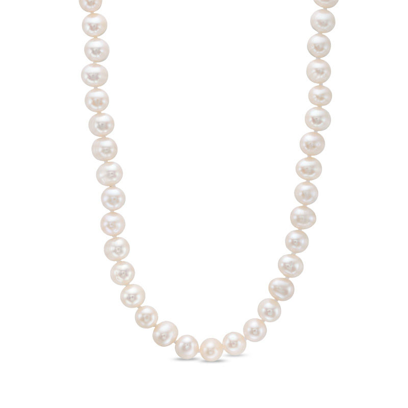 7.5 - 8.0mm Cultured Freshwater Pearl Strand Necklace with Sterling Silver Filigree Clasp - 24"
