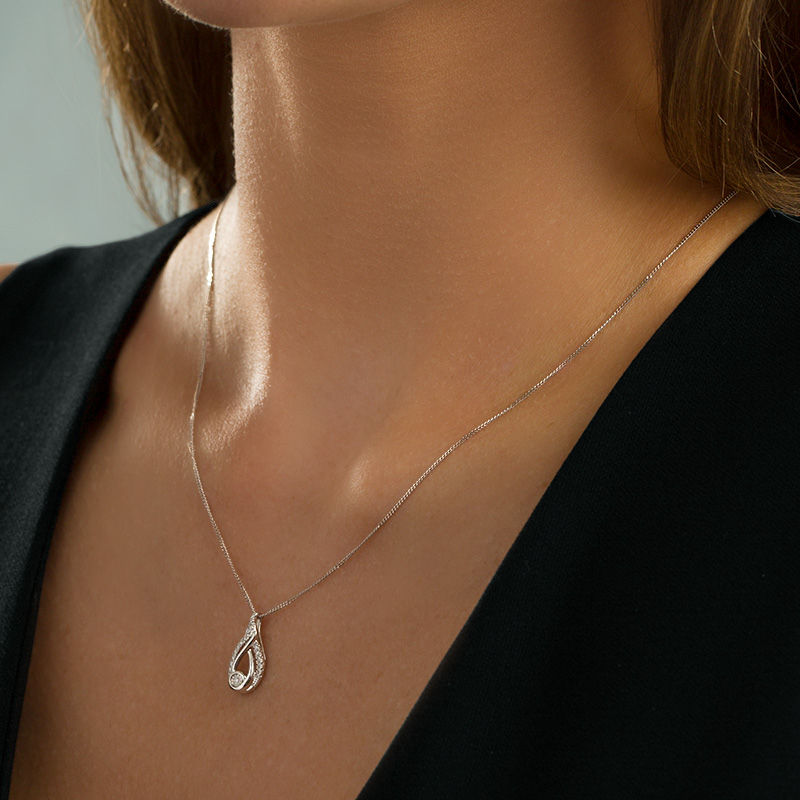 Main Image 2 of Interwoven™ 1/10 CT. T.W. Diamond Pendant in Sterling Silver - 19"