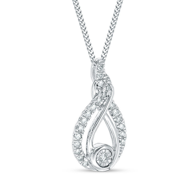 Main Image 3 of Interwoven™ 1/10 CT. T.W. Diamond Pendant in Sterling Silver - 19"