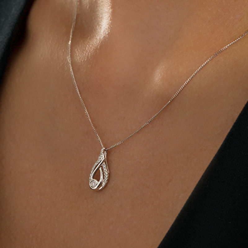 Main Image 8 of Interwoven™ 1/10 CT. T.W. Diamond Pendant in Sterling Silver - 19"