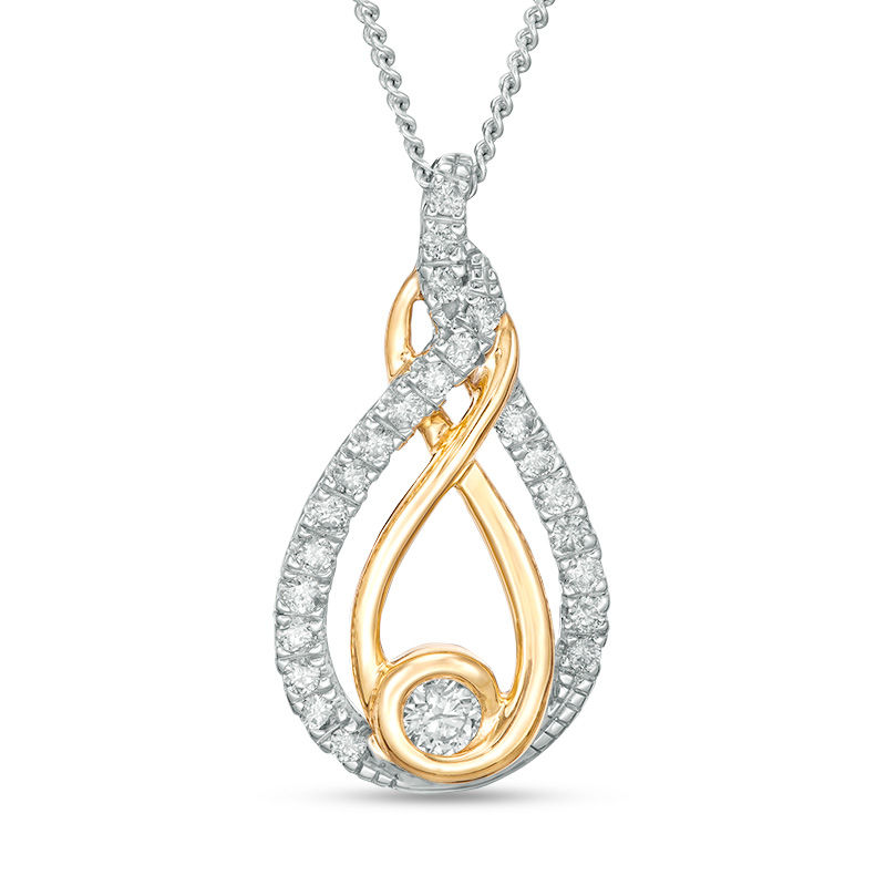 Main Image 1 of Interwoven™ 1/3 CT. T.W. Diamond Pendant in 10K Two-Tone Gold - 19"