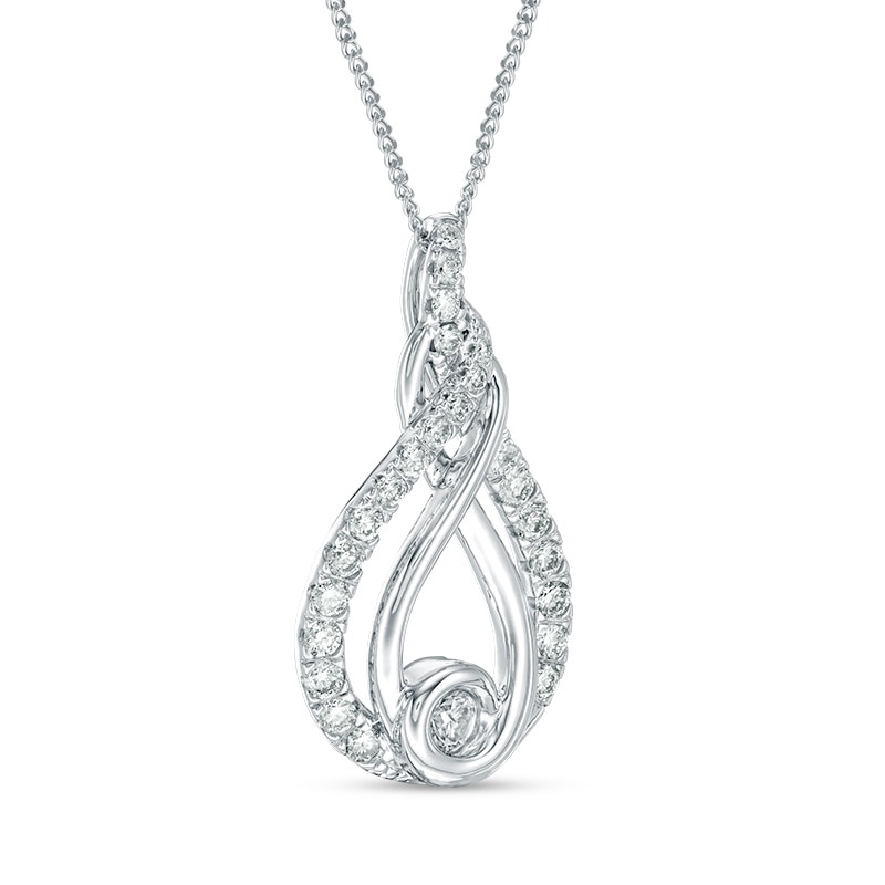 Main Image 3 of Interwoven™ 1/2 CT. T.W. Diamond Pendant in 10K White Gold - 19"