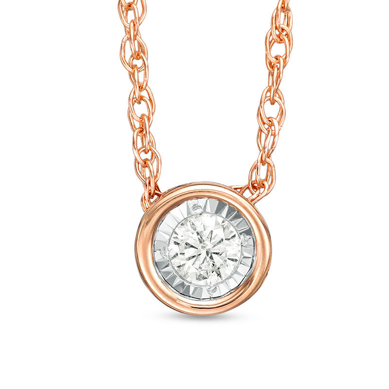 1/10 CT. Diamond Solitaire Necklace in 10K Rose Gold