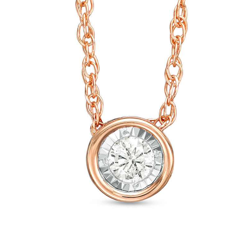 Main Image 1 of 1/10 CT. Diamond Solitaire Necklace in 10K Rose Gold