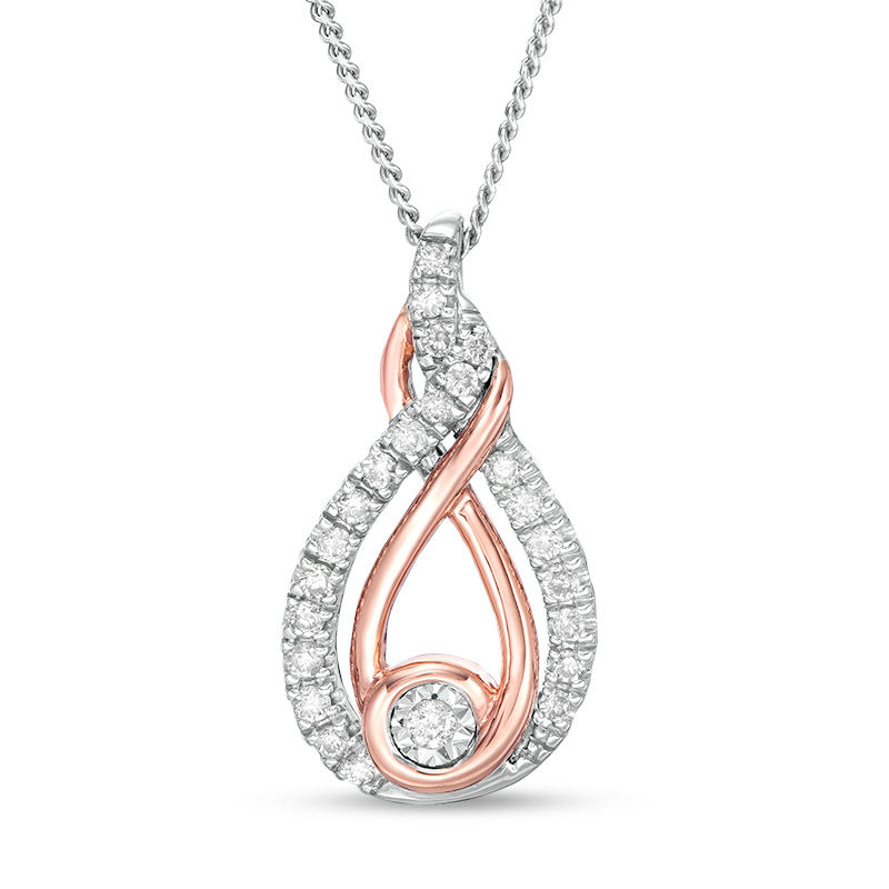 Main Image 1 of Interwoven™ 1/6 CT. T.W. Diamond Pendant in Sterling Silver and 10K Rose Gold - 19"