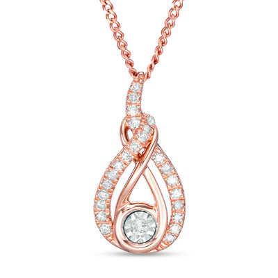 Interwoven 1 10 Ct T W Diamond Pendant In 10k Rose Gold 19 Zales - Rose Gold Necklace With Diamond Pendant