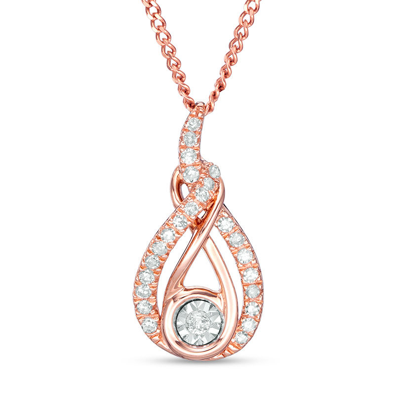 Interwoven™ 1/10 CT. T.W. Diamond Pendant in 10K Rose Gold - 19