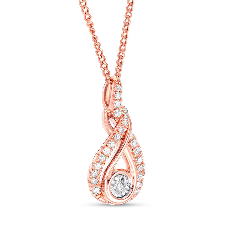 Main Image 2 of Interwoven™ 1/10 CT. T.W. Diamond Pendant in 10K Rose Gold - 19"