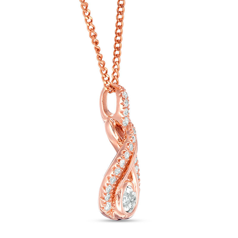Main Image 3 of Interwoven™ 1/10 CT. T.W. Diamond Pendant in 10K Rose Gold - 19"