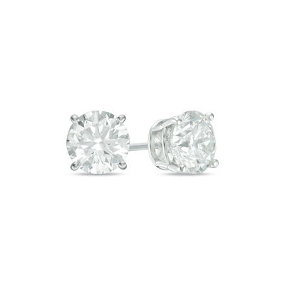 2 Ct T W Diamond Solitaire Stud Earrings In 14k White Gold