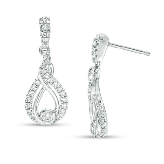 Interwoven™ 1/4 CT. T.W. Diamond Drop Earrings in 10K White Gold Interwoven™ 1/4 CT. T.W. Diamond Drop Earrings in 10K White Gold