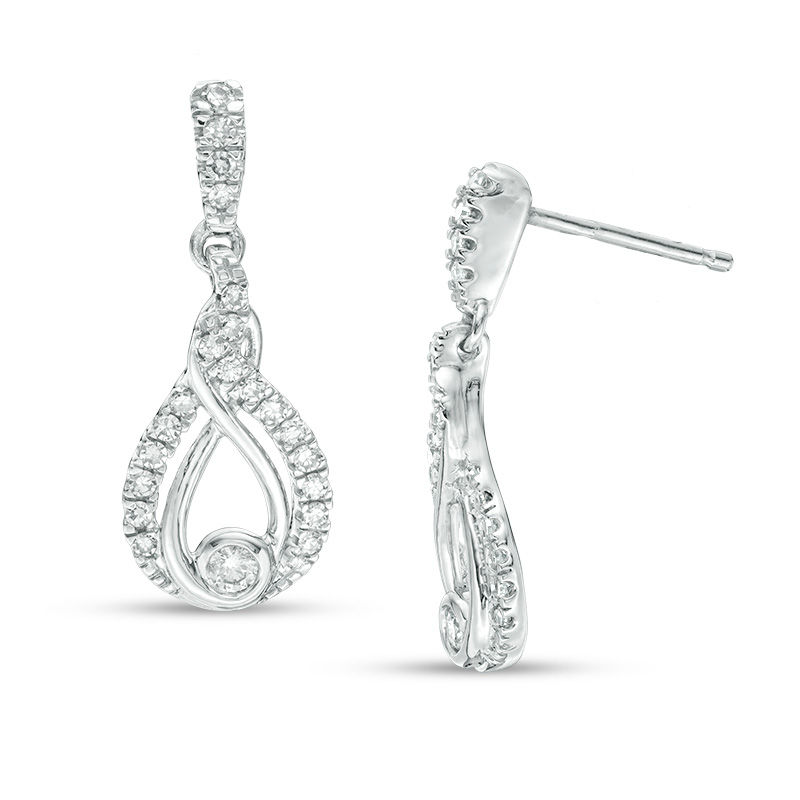 Main Image 2 of Interwoven™ 1/4 CT. T.W. Diamond Drop Earrings in 10K White Gold