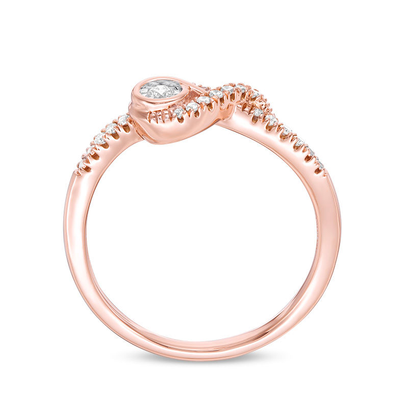 Main Image 2 of Interwoven™ 1/10 CT. T.W. Diamond Ring in 10K Rose Gold