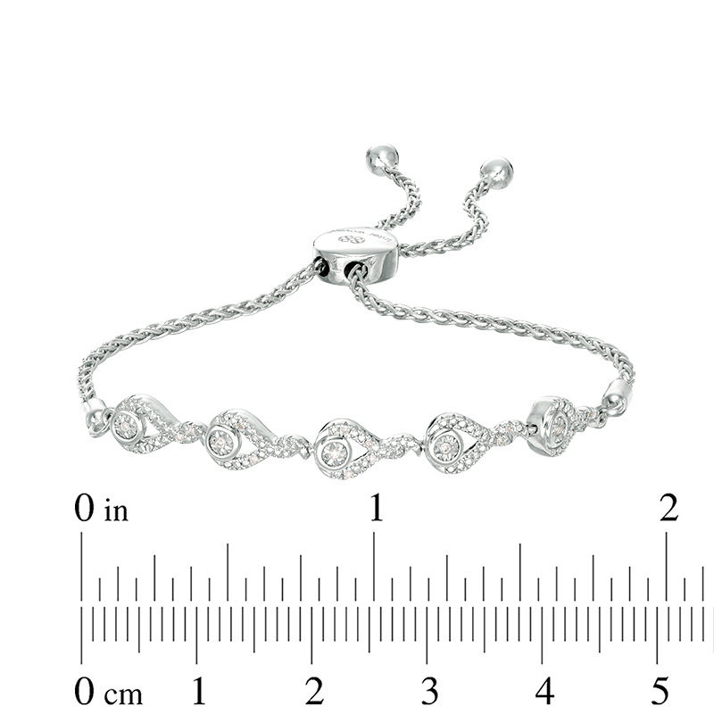 Interwoven™ 1/20 CT. T.W. Diamond Bolo Bracelet in Sterling Silver - 9. ...