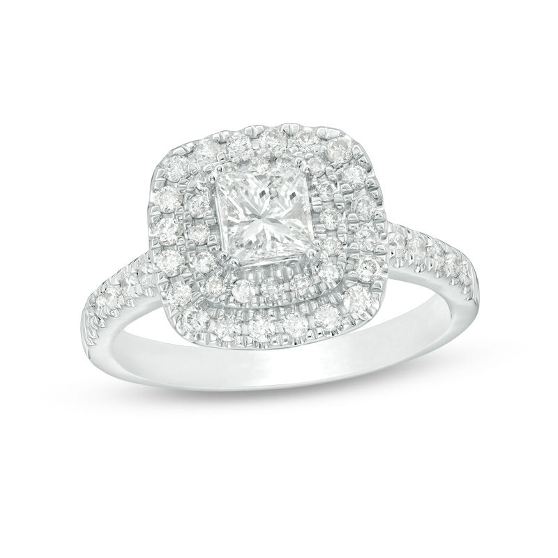 Main Image 1 of 1 CT. T.W. Princess-Cut Diamond Double Frame Engagement Ring in 14K White Gold