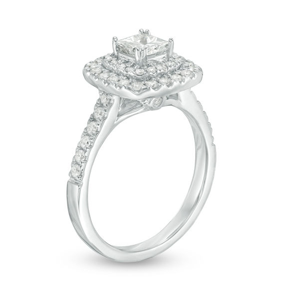 1 CT. T.w. Princess-Cut Diamond Double Frame Engagement Ring in 14K White Gold