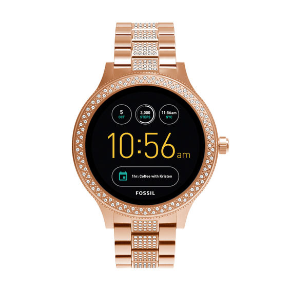 Fossil Q Venture Crystal Accent Rose-Tone Gen 3 Smart Watch with Black Dial (Model: Ftw6008)