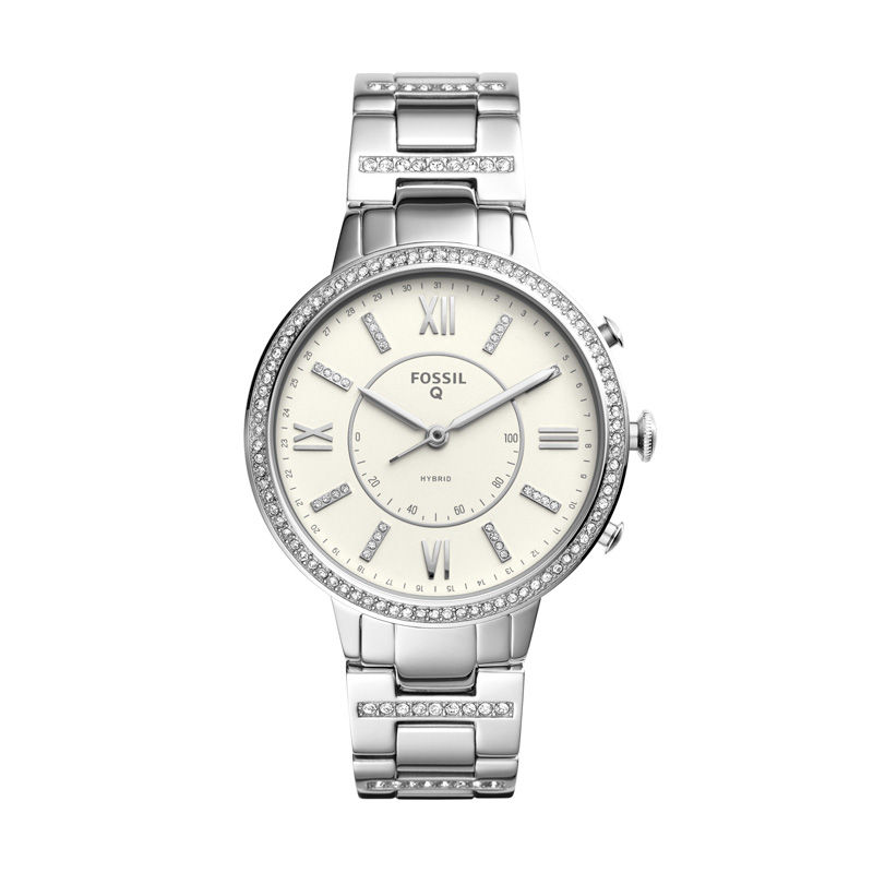 Ladies' Fossil Virginia Crystal Accent Hybrid Smart Watch with White Dial (Model: FTW5009)