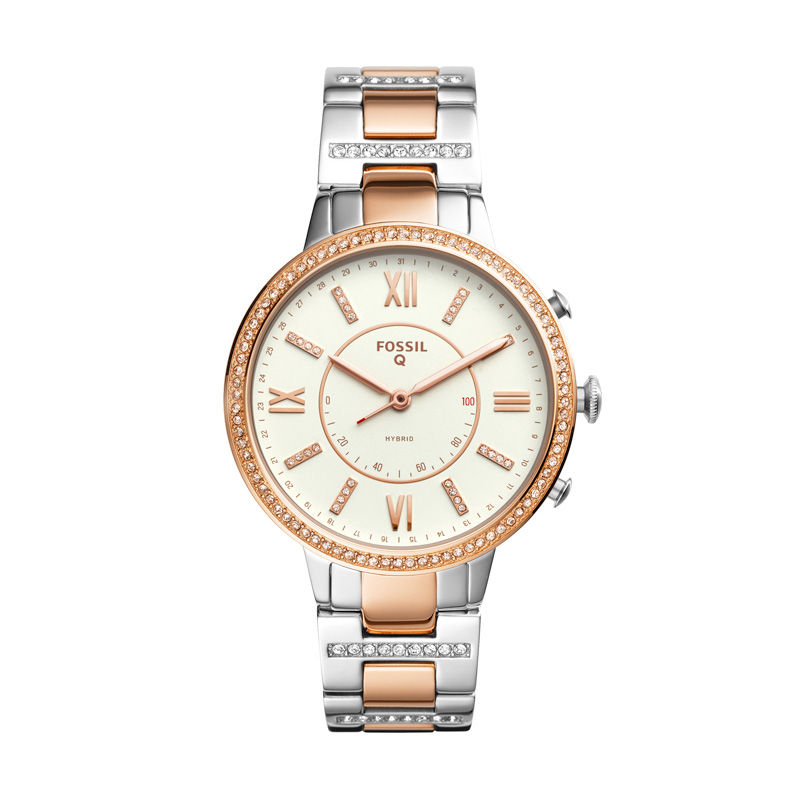 Ladies' Fossil Q Virginia Crystal Accent Two-Tone Hybrid Smart Watch ...