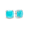 Thumbnail Image 0 of 14.0mm Cushion-Cut Cabochon Blue Chalcedony Stud Earrings in Sterling Silver