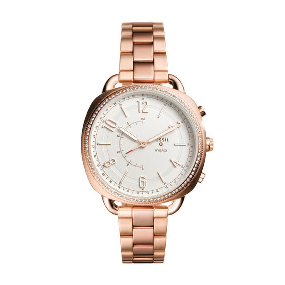 Fossil Accomplice Crystal Accent Rose-Tone Hybrid Smart Watch with White Dial (Model: Ftw1208)