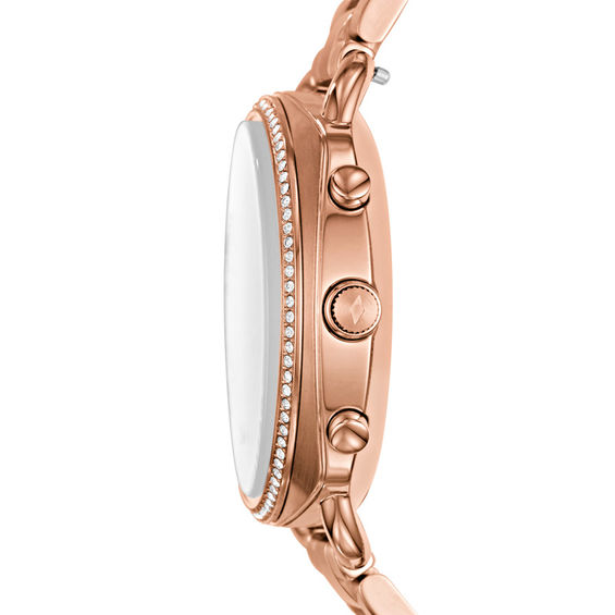 Fossil Accomplice Crystal Accent Rose-Tone Hybrid Smart Watch with White Dial (Model: Ftw1208)
