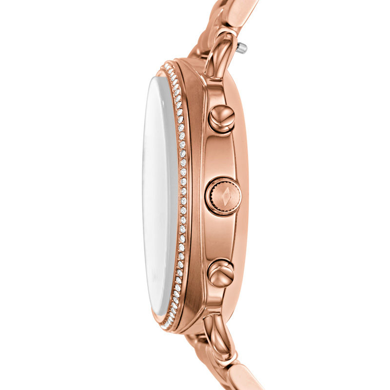 Fossil Accomplice Crystal Accent Rose-Tone Hybrid Smart Watch with White Dial (Model: FTW1208)