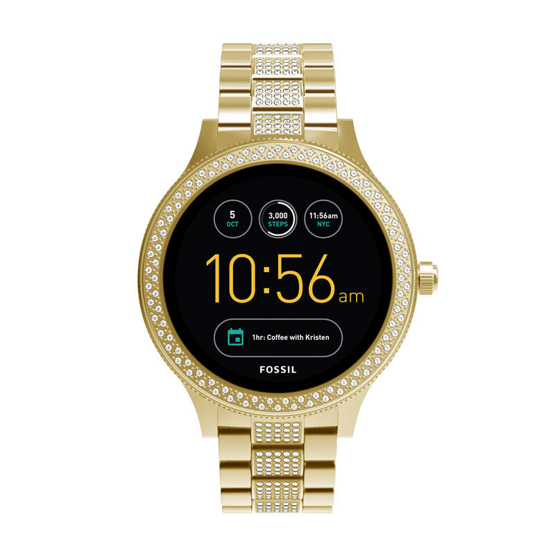 Fossil Q Venture Crystal Accent Gold-Tone Gen 3 Smart Watch with Black Dial (Model: FTW6001)