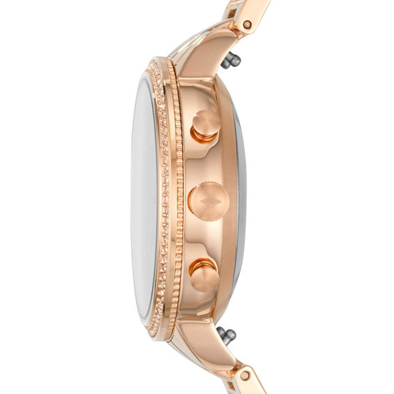 Ladies' Fossil Q Virginia Crystal Accent Rose-Tone Hybrid Smart Watch with White Dial (Model: Ftw5010)