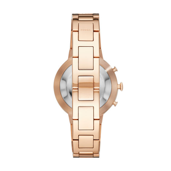 Ladies' Fossil Q Virginia Crystal Accent Rose-Tone Hybrid Smart Watch with White Dial (Model: Ftw5010)
