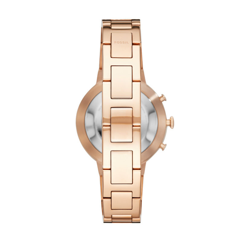 Ladies' Fossil Q Virginia Crystal Accent Rose-Tone Hybrid Smart Watch with White Dial (Model: FTW5010)