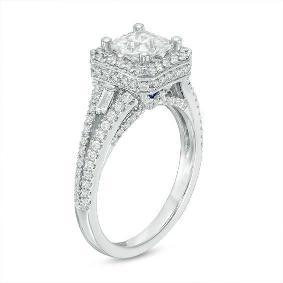 Vera Wang Love Collection 1-3/4 CT. T.w. Certified Princess-Cut Diamond Frame Engagement Ring in 14K White Gold (I/Si2)