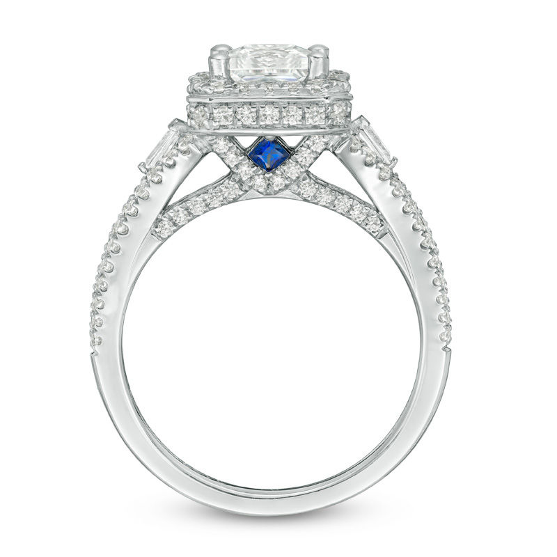 Vera Wang Love Collection 1-3/4 CT. T.W. Certified Princess-Cut Diamond Frame Engagement Ring in 14K White Gold (I/SI2)